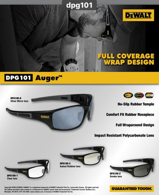 Dewalt DPG101- Auger Safety  Lens Protective Safety Glasses/ Choose Color