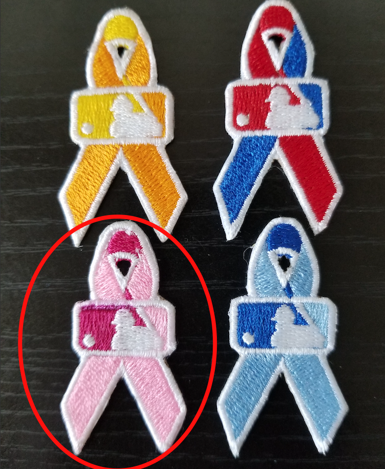 Pink Ribbon Patch Mother's Day MLB Breast Cancer Baseball