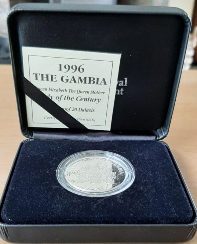 1996 Royal Mint Silver Proof Coin The Gambia 31.47g 30k Mintage Box + Coa 