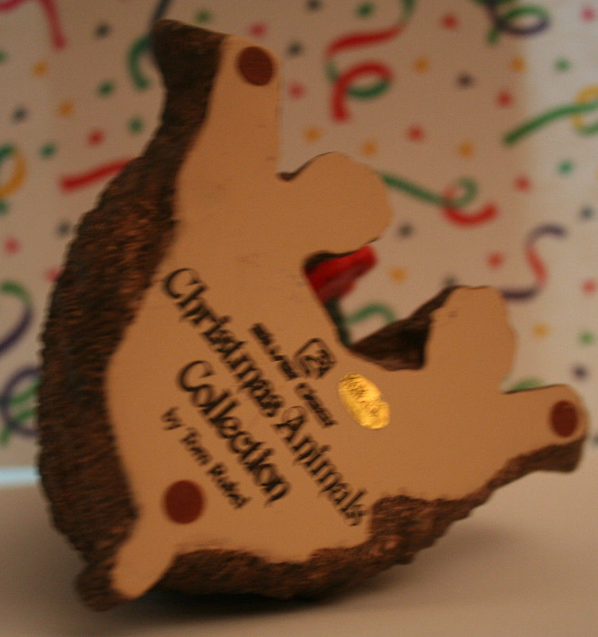 SILVER DEER  BEAR WITH WREATH by TOM ROBEL 1992