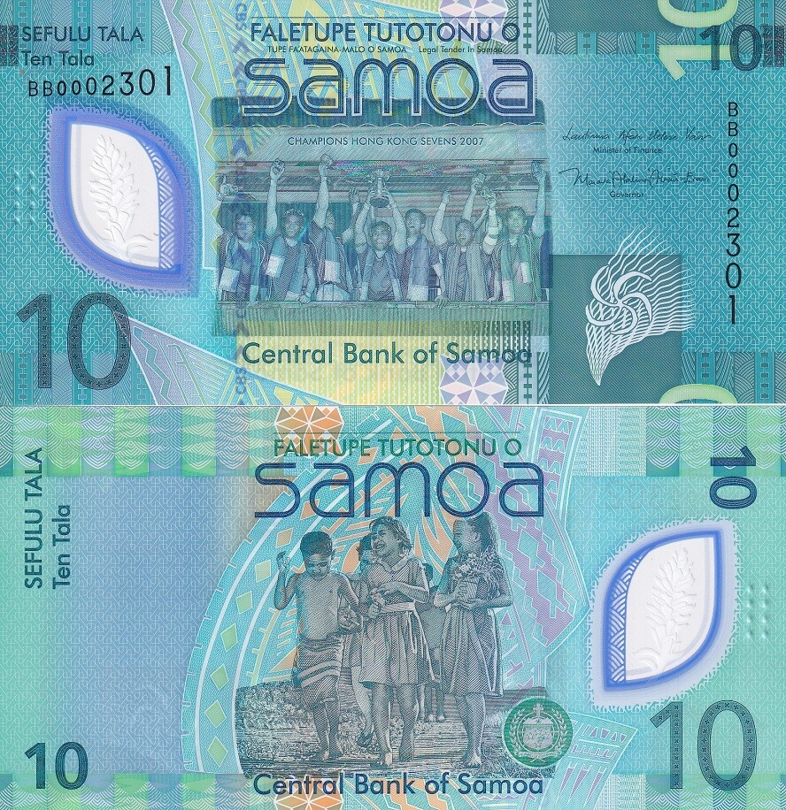 Samoa 10 Tala ND 2023/2024 P 48 Polymer UNC ,Rugby Champions of HK Sevens
