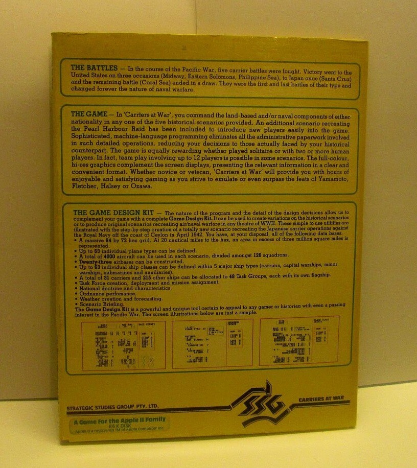 Carriers at War by Strategic Studies Group for Apple II+, Apple IIe, IIc, IIGS