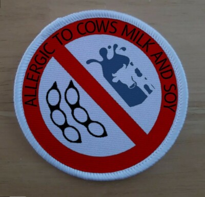 Cows Milk and Soy Soya Allergy Awareness Iron Or Sew On Patch Badge