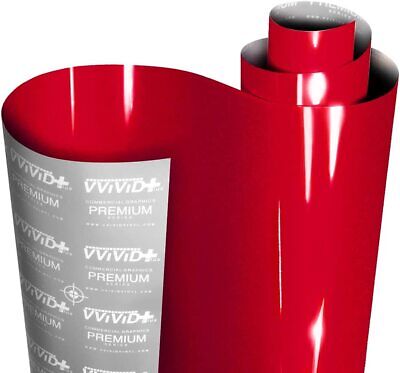 VViViD+ Ultra Gloss Candy Red Vinyl Car Wrap Premium Paint Replacement (1ftx54'')