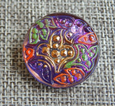 12 Vintage lavender Czech glass buttons with self shank
