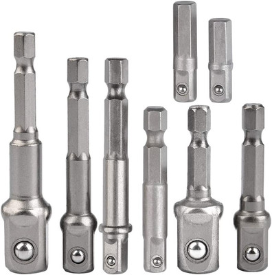 8Pcs Impact Grade Socket Adapter Set, Hex Shank Square Nut Impact Driv