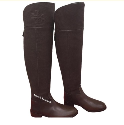 Pre-owned Tory Burch Tory Buch Brown Simone Over The Knee 35mm Boot Choose Your Size