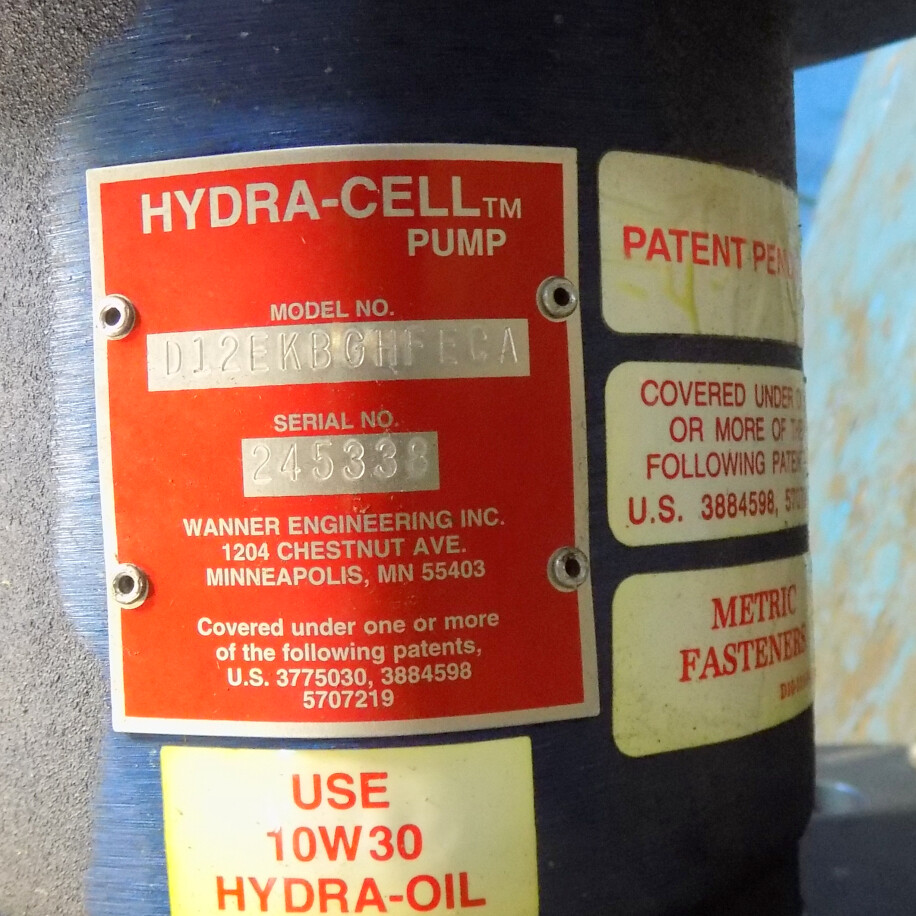 WANNER ENGINEERING INC. HYDRA-CELL PUMP D12EKBGHFECA