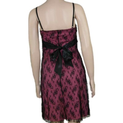 Trac Square Neck Sleeveless Dress Black Lace Mauve back