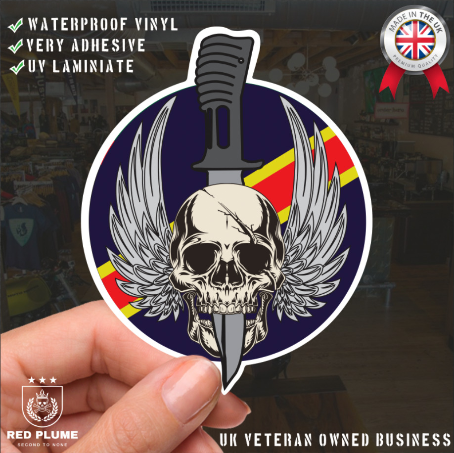 Waterproof Royal Electrical Mechanical Engineers (REME) Sticker - Winged Skull - Picture 1 of 5