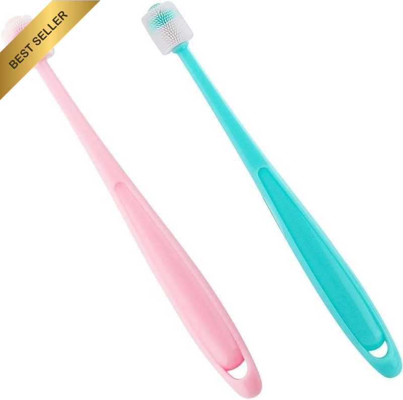 2 Pcs 360-Degree Small Dog and Cat Toothbrush, Soft Silicone Deep Pet Teeth Clea