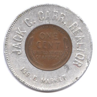 1945 VICTORY PENNY * VE Day VJ Day * WORLD PEACE *  JACK C. CARR REALTOR