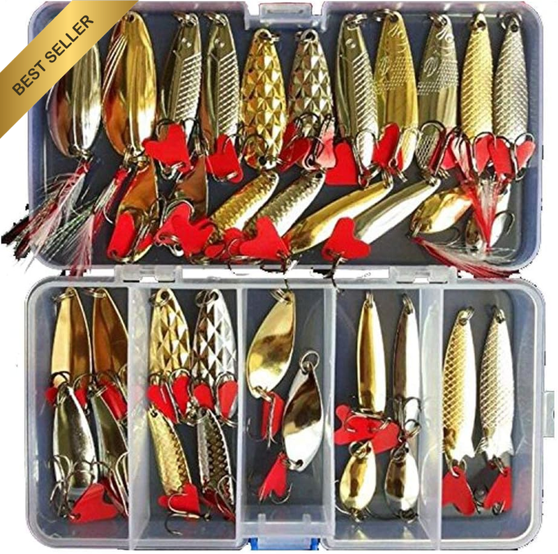 35Pcs Fishing Lures Spoon Bait Set Metal Lure Kit Artificias Lure Hard Bait Cast