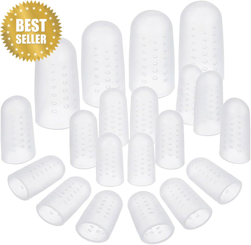 20 Pack Breathable Silicone Toe Protectors, Soft Gel Toe Caps with Holes for Bli