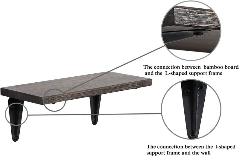 Floating Wall Shelf,Natural Bamboo Wall Storage Shelf for Bedroom, Living Room,