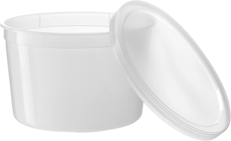 [10 Count 64 Oz Combo] Basix round Clear Food Storage Deli C