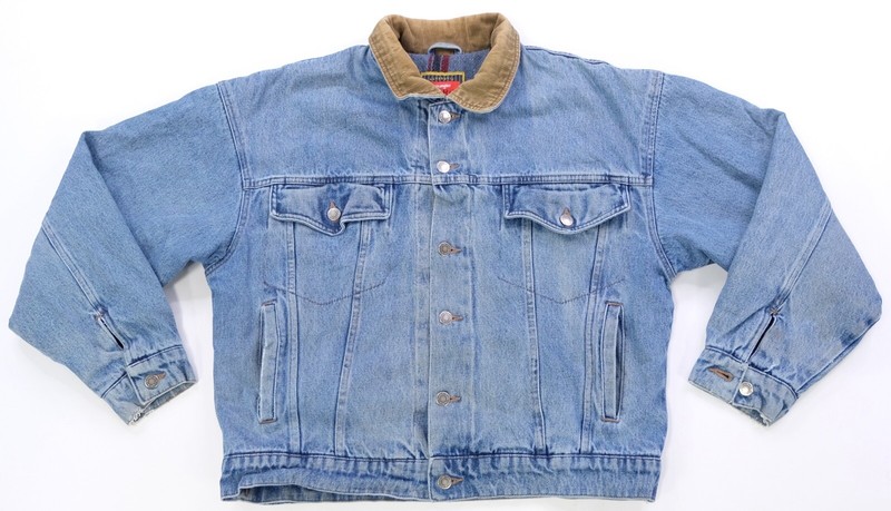 Rare Vintage WRANGLER Hero Corduroy Collar Blanket Lined Denim Jean Jacket 90s M