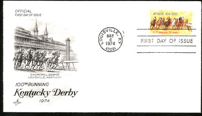 Horse Racing Kentucky Derby First Day Cover USA Pferderennen Ersttagsbrief 1974