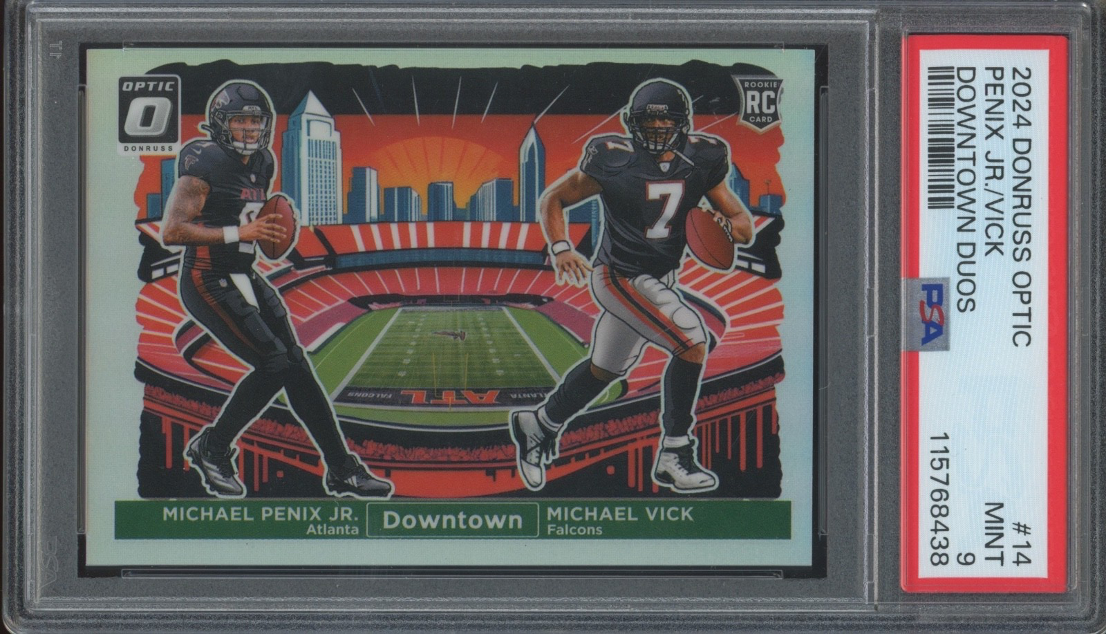 2024 Panini Donruss Optic Downtown Michael Penix Jr Michael Vick RC Mint PSA 9