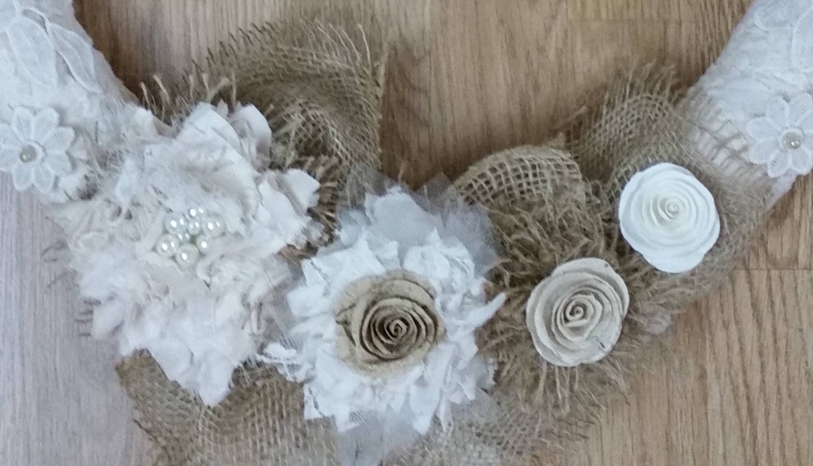Beige Victorian lace wreath Victorian lace flower wreath Burlap and Lace wreath