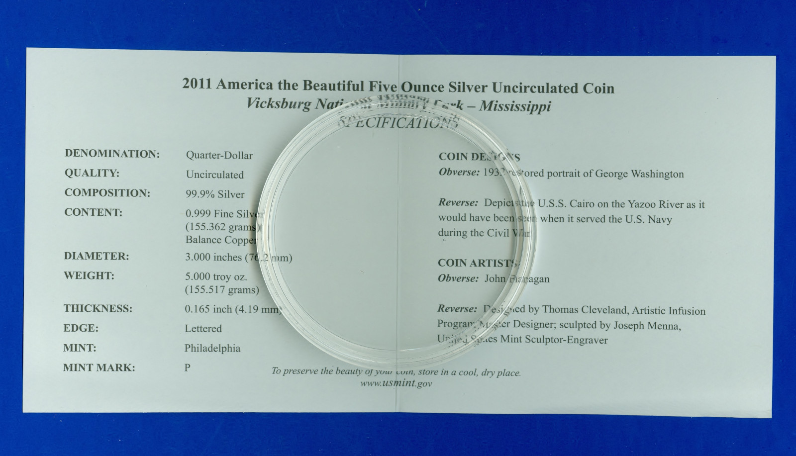 2011 P 5oz Silver ATB Vicksburg 25C-NGC SP-70-NGC-4868842-004.