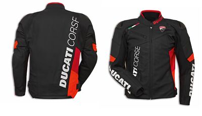 ドゥカティ Speed Evo C1 Leather Jacket White Ducati Speed EVO C1 Red and White Men Motorbike Racing