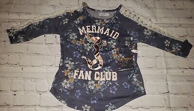 NWT Girls Knitworks Size L 14 Mermaid Top With Necklace