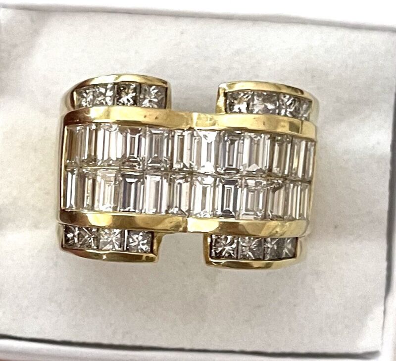 Solid----18k Yellow Gold Ring 4.48 Ct Diamonds Size 11.5