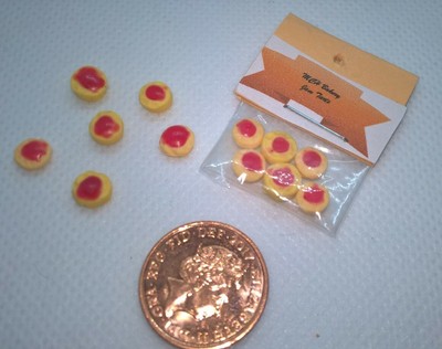 Dolls house food pastries 6 Miniature Strawberry Jam tart in bag 1/12 handmade
