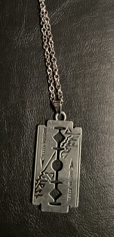 [NEW] Judas Priest Silver Color British Steel Necklace and Razor Blade Pendant