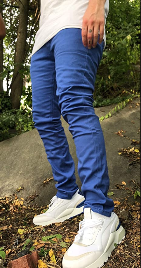 Chino Pants Men Khakis Skinny STRETCH SLIM FIT Flex Casual Cotton Trousers Slack