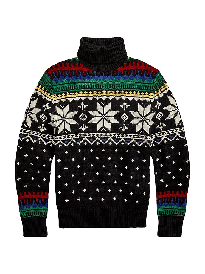 Pre-owned Ralph Lauren $398 Polo  Men's, Fair Isle Intarsia-knit Wool Sweater, Black, M