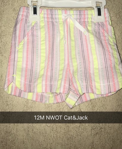 Toddler Girls CAT & JACK Lot of 3 Shorts Comfy Size 12 Months Stretch Infant New