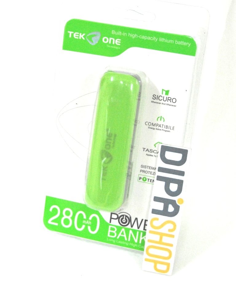Batteria Esterna Power Bank Portatile TekOne 2800mah Smartphone Tablet Verde hsb