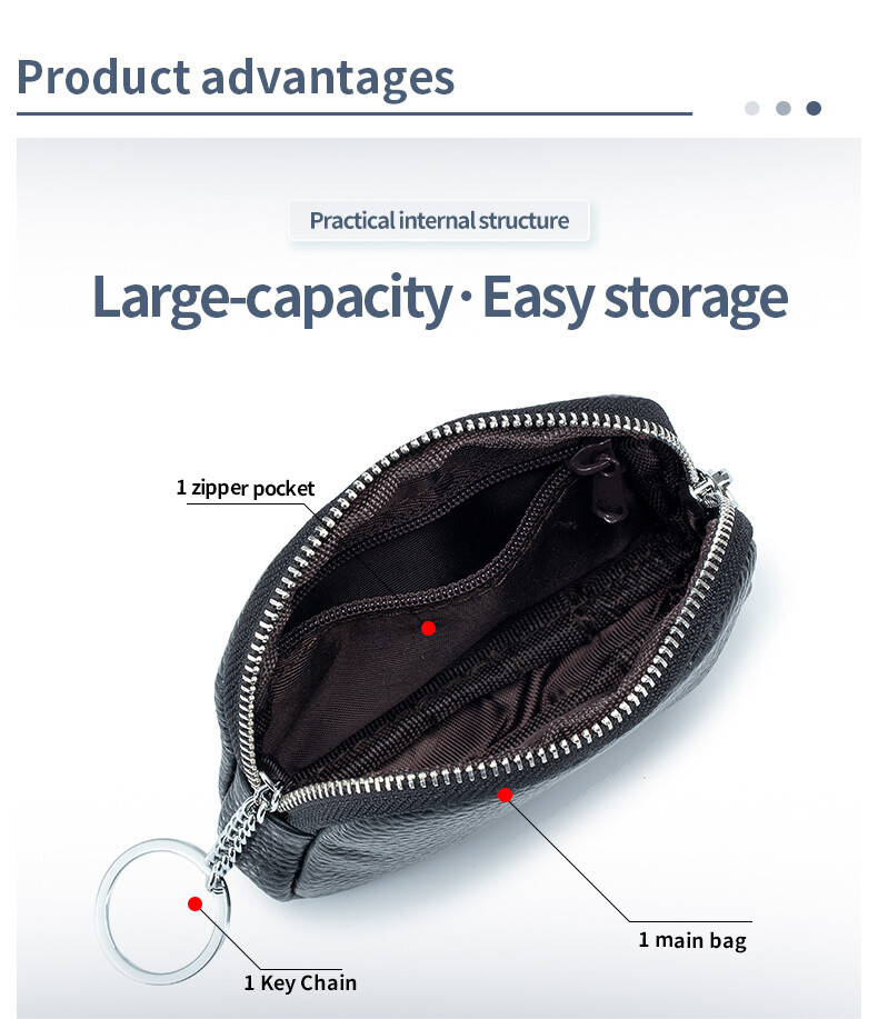 Women's Leather Coin Change Purse Small Wallet Zipper Card Holder Keychain Bag