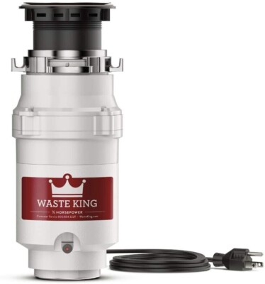 Waste King L-1001 Garbage Disposal with Power Cord 1/2 HP 2600 RPM Trash Sink