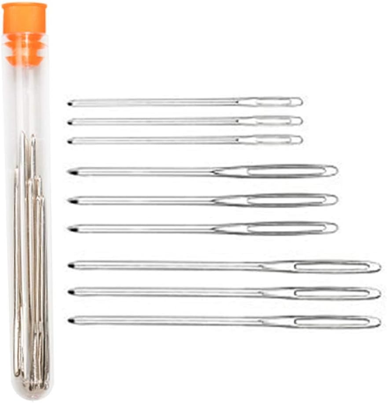 Large-Eye Blunt Needles, 9 Piece Stainless Steel Yarn Knitting Needles, Sewing N