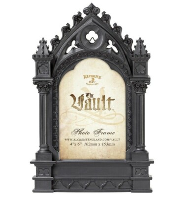 Alchemy Gothic Cathedric Black Resin Picture Frame 4X6'' Photo Gift Decor V110