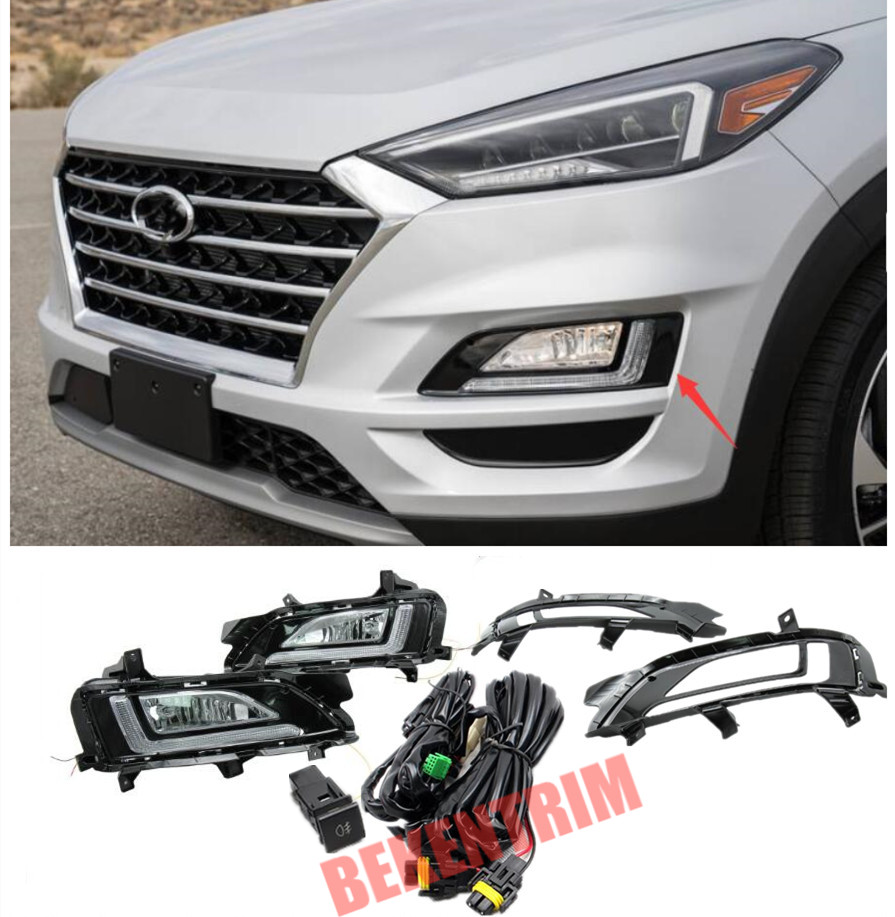 For Hyundai Tucson 201920 2021 Bumper Fog Lamp LED DRL Daytime Running