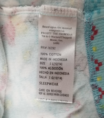 Frosty The Snowman Sleepwear Kids Pants Sz L 12 14 Blue Musical Fleece Cotton