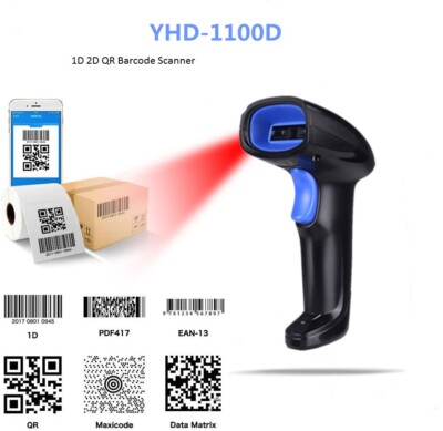 Handheld USB Wired Barcode Scanner 1D 2D QR Code Reader for PC Wins 7/8/10/11 US