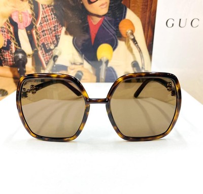 Pre-owned Gucci Gg0890s-002 Havana Havana Brown Sunglasses