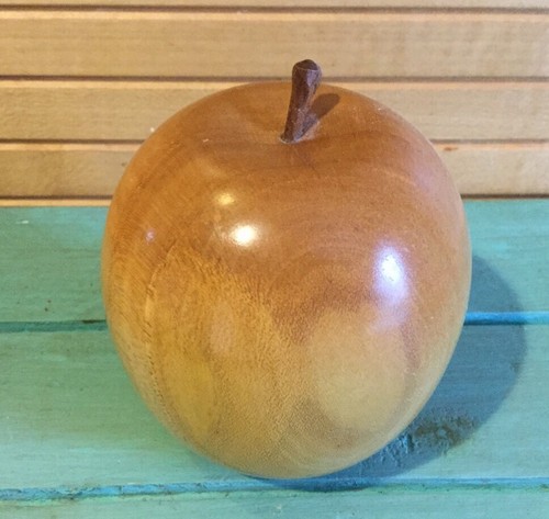 Hand Carved Red Maple Wood Apple Fruit, 3”
