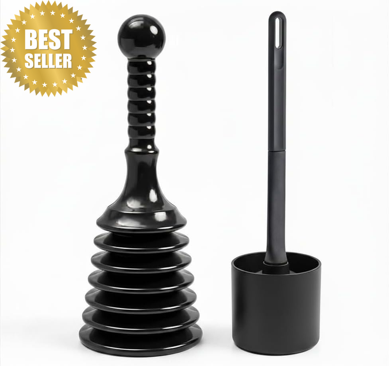 Toilet Plunger and Brush Set with Holder, Heavy Duty Toilet Plunger, Toilet Brus