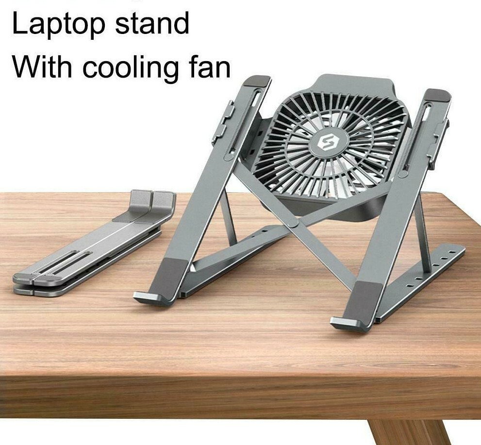 Foldable Laptop tablet Stand With Cooling Fan Heat Coole Dissipation