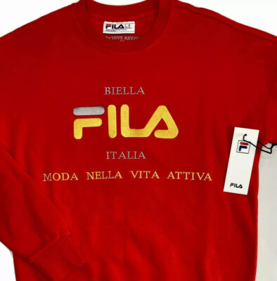 fila sweatshirt kimi pullover logo biella italia red sz m new nwt 500 284887879061