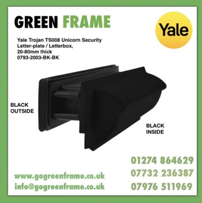 Yale Trojan TS008 Unicorn Security Letter-plate, 20-80mm Thick  0793-2003-BK-BK