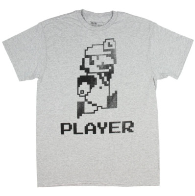 Nintendo Super Mario Bros Player Standard Gray Adult T-Shirt