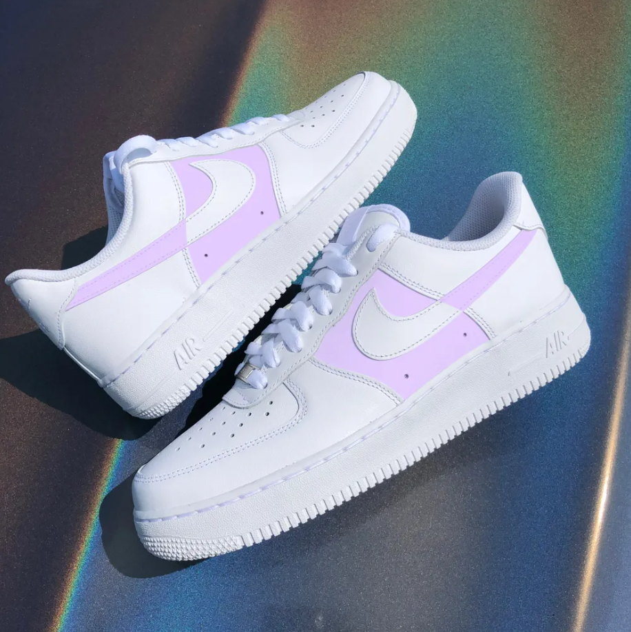 Pre-owned Nike Air Force 1 Custom Low Two Tone Light Purple Inside Men Women Kids All Size In White