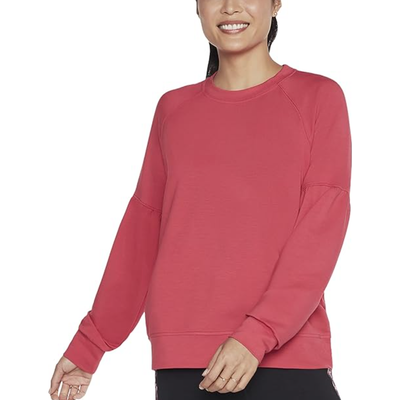 SKECHERS Women's Skechluxe Sweatshirt 2XL Pink Raspberry Wine Restful Crew  NWT